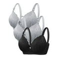 thumbnail image 1 of DecSea 3PC Women's Solid Color Steel Ring Oversized Gathering Underwear Daily Bra, 1 of 4
