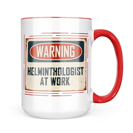 

Neonblond Warning Helminthologist At Work Vintage Fun Job Sign Mug gift for Coffee Tea lovers