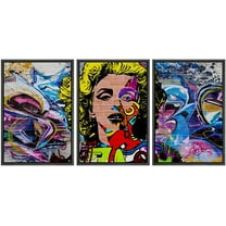 wall26 Framed Canvas Print Wall Art Set Spray Paint Glam Marilyn Monroe Graffiti & Street Art Comic Book Illustrations Modern Art Urban Portrait for Living Room, Bedroom, Office - 24"x36&quo
