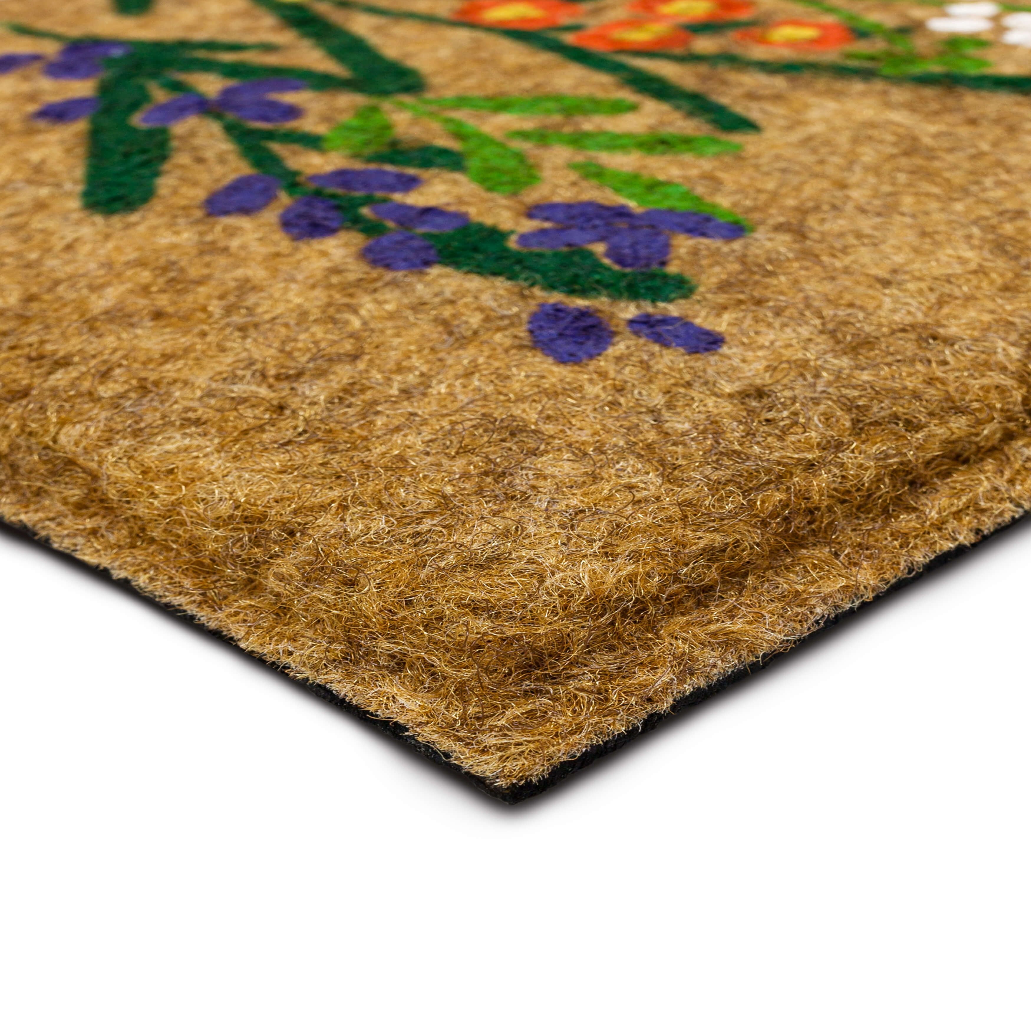 Floral Touch Grass All Weather Moisture Absorbent Low Pile Doormat, Tan, 18" x 30"