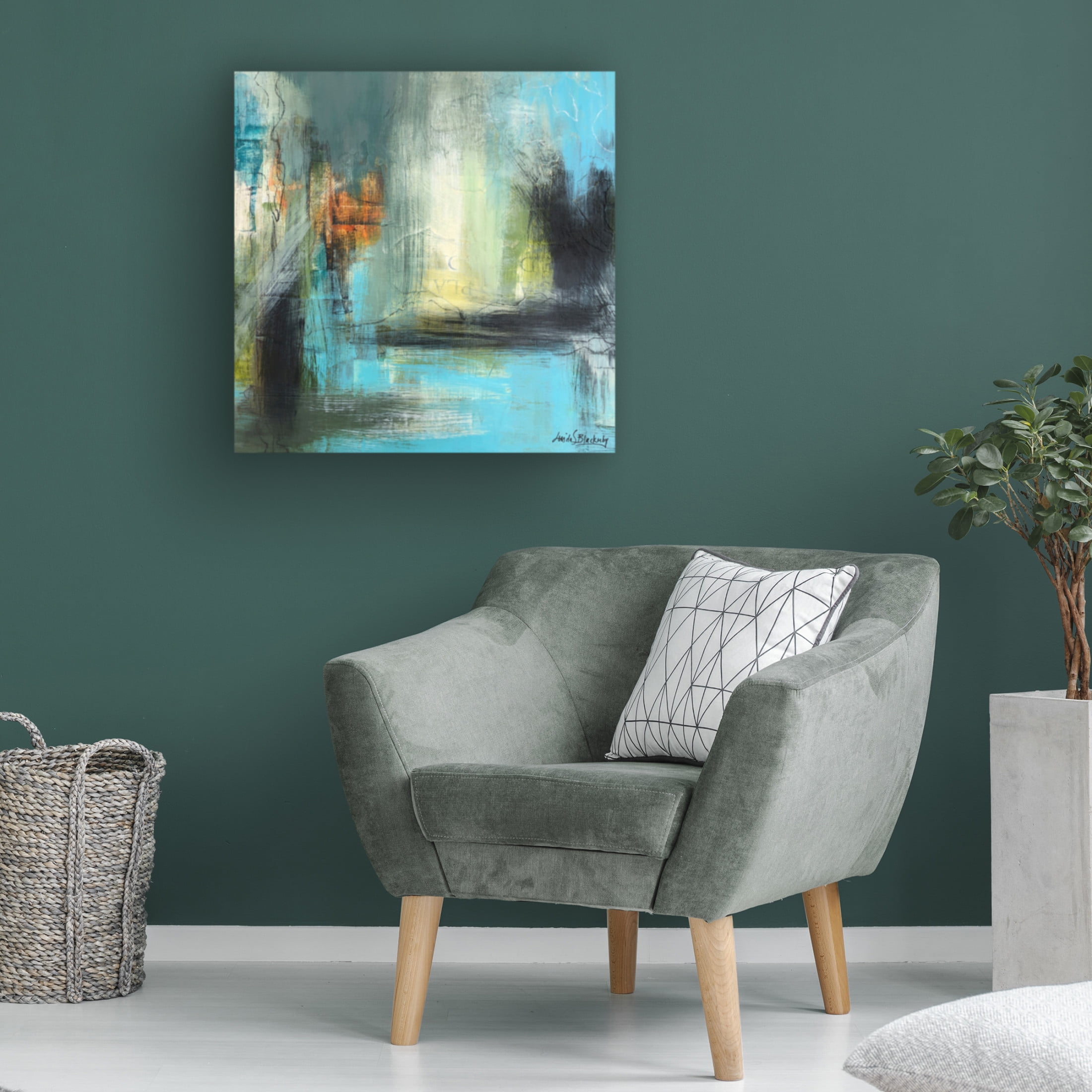 Canvas Wall Art - Linda S. Blackerby 'Aqua Serenity 1' Wall Art for Living Room, Bedroom, or Office Décor by Trademark Fine Art - 18 x 18 Inches