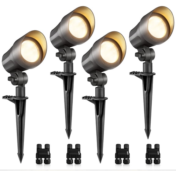SUNVIE 6W Low Voltage Landscape Lighting LED Warm White Spotlight Outdoor for Pathway, 4 pack