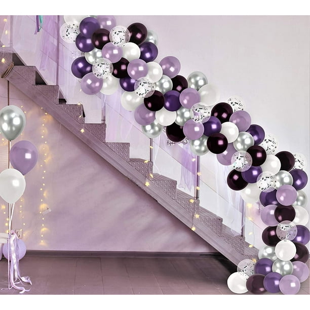 Décorations du Nouvel An 2021 Kit de guirlande de ballons argentés violets  Ballons blancs argentés violets Arche de mariage Fiançailles Douche  nuptiale Décorations de remise des diplômes 
