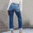 thumbnail image 5 of Women's High Waisted Bell Bottom Jeans Flare Drawstring Wide Leg Retro Bootcut Stretch Boyfriend Baggy Denim Pants, 5 of 6