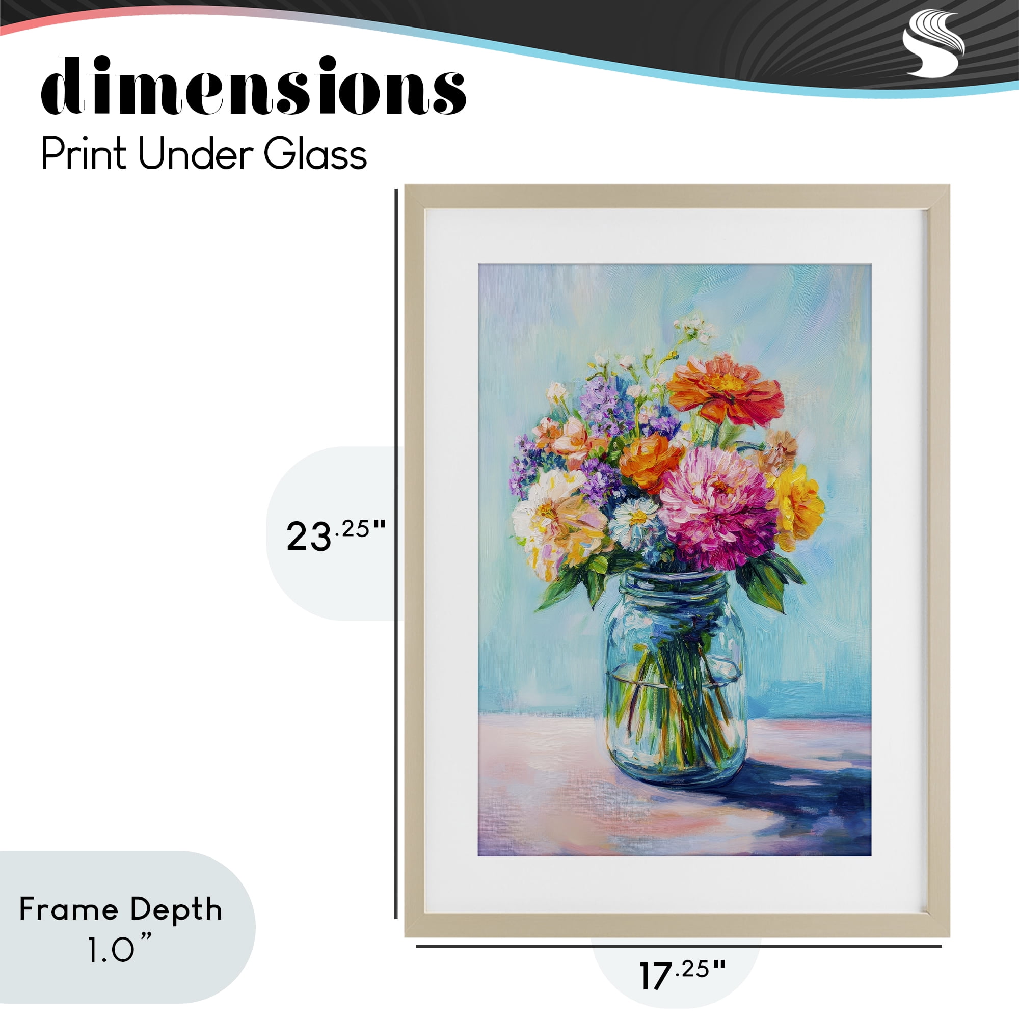 Stupell Industries Vibrant Country Jar Bouquet Birch Framed Print Under Glass, design by Petal Prints Design