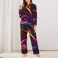 thumbnail image 2 of Sigee Colorful Abstract Wave Motion for Women’s Pajama Sets Long-Sleeved Pjs Sets for Women 2 piece Sleepwear-, 2 of 7