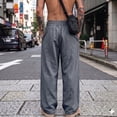 thumbnail image 5 of Mifsaly Linen Pants for Men Loose Fit Elastic Waist Drawstring Long Trousers Casual Lightweight Summer Beach Pants with Pockets Dark Gray,M, 5 of 5