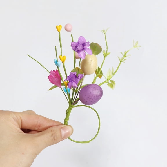 DAMAI Easter Napkin Rings Spring Foam Eggs Floral Napkin Ring Rustic Farmhouse Greenery Napkin Rings with Berries for Spring, Holidays, Table Decor, Family Dinner Easter Wedding Dinner Decor