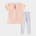 thumbnail image 5 of enyan Toddler Baby Girls Summer Clothes Smocked Short Sleeve T-Shirt Tops Ruffled Short Sets Cute Outfits 2Pcs,White,2 Years, 5 of 7