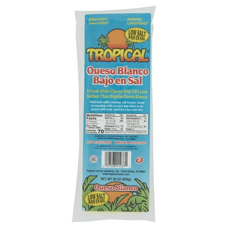Tropical Queso Blanco Low Salt 30oz, Fresh White Cheese, Ready to Eat