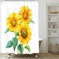 thumbnail image 3 of Sunflower Shower Curtain, Country Spring Yellow Sunflower Shower Curtain Set, Watercolor Farmhouse Floral Shower Curtains for Bathroom, Waterproof Fabric with 12 Hooks, 72 x 72 Inches, 3 of 5