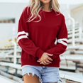 thumbnail image 2 of Yokua Womens Varsity Striped Oversized Sweatshirt Crewneck Long Sleeve Casual Fashion Pullover Top Fall Outfits, 2 of 7