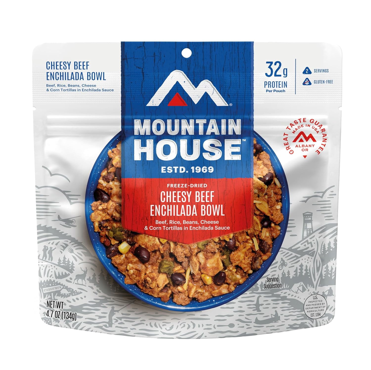 Mountain House Cheesy Beef Enchilada Bowl Freeze-Dried Food, Gluten-Freeze, 30-Year Shelf-Life, 12 Servings, 6 Pack
