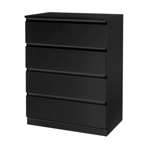 Wood 4-Drawer Dresser Black - Simple Bedroom Storage Chest - Modern Home Furniture for Living Room, Family Room - Durable Wood Construction