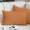 thumbnail image 3 of Burnt Orange Pillow Covers 20x30 Inch Queen Size, Farmhouse Burlap Solid Orange Modern Linen Texture Decorative Pillowcase with Zipper, Microfiber Breathable Pillowcases for Sofa Bed Living Room, 3 of 9