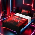 thumbnail image 3 of meiyoeat Neon Green Smoke Gaming Twin Sheet Sets for Boys Teens, Video Game Gamer Bedding, Black Red, 3-Piece, 1 Flat Sheet, 1 Fitted Sheet and 1 Pillowcase, 3 of 6