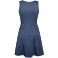 thumbnail image 5 of Vestido corto informal de verano con cuello en V, sin mangas, con botones y bolsillos para mujer, 5 of 5