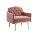 thumbnail image 5 of Accent Side Chair with Metal Legs, Modern Comfy Upholstered Single Sofa Chair with Armrest, Leisure Barrel Chair for Living Room, Bedroom, Dining Room, Office, Club, Brush Pink Teddy Fabric, 5 of 9