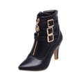 thumbnail image 2 of BONIXOOM Womens Boots High Heel Rubber Buckle Mid-Calf Winter Black, 2 of 6