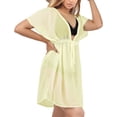 thumbnail image 2 of HAPPY BAY Women's Beachwear Summer Swim Beach Cover ups for Swimwear Bikini Sheer Chiffon Cover up V Neck Dress Bathing Suit Swimsuit Coverups for Women M-L Solid Plain, Off White, 2 of 5