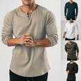 thumbnail image 5 of Mens Casual Long Sleeve T-shirt Henley Grandad V Neck Button Solid Tee Shirt Top, 5 of 8