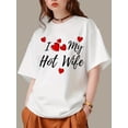 thumbnail image 1 of Camiseta de manga corta con estampado de San Valentín para mujer, primavera/verano, 100 % algodón, corte regular, lavable a máquina. Para adultos, hombres, mujeres, adolescentes, jóvenes., 1 of 4