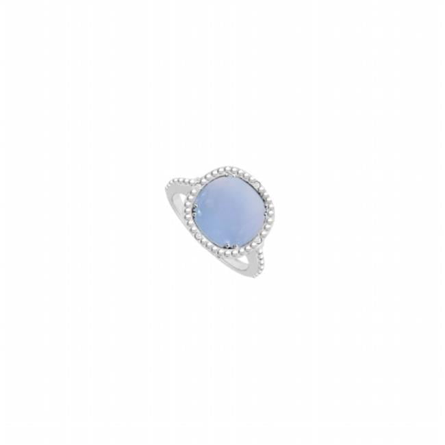 Fine Jewelry Vault UBRS71434W10DZBU Blue Chalcedony & Diamond Ring in 10K White Gold 3.05 CT TGW , 4 Stones by Fine Jewelry Vault