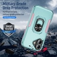 thumbnail image 5 of Dteck Case for iPhone 16,Shockproof Rubber Military Grade Drop Protection Dual Layer Case Ring Holder Kickstand Cover for iPhone 16, Green+Pink, 5 of 9