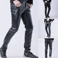 thumbnail image 5 of Casual Mens Fashion Long Pants Synthetic PU Leather Nightclub Slim Trousers, 5 of 7