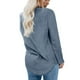thumbnail image 4 of Camisas de cuello redondo para mujer Camisas con dobladillo curvado Camisas casuales de color puro Jersey de manga larga, 4 of 6