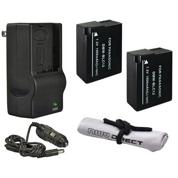 Panasonic Lumix DMC-GH2 'Semi-Intelligent' Batteries (2 Units)   AC/DC Travel Charger   Nwv Direct Microfiber Cleaning Cloth.