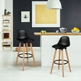 thumbnail image 2 of Topbuy Set of 2 Mid Century Barstool 28.5" Dining Pub Chair w/Leather Padded Seat Black, 2 of 5