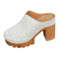 thumbnail image 5 of Rokment Platform Chunky Block High Heel Clogs Mules Sandals for Women Ladies 2026 Spring Summer Fashion Leather Closed Toe Dress Pumps Heeled Backless Slip on Slides White Size 8.5, 5 of 6
