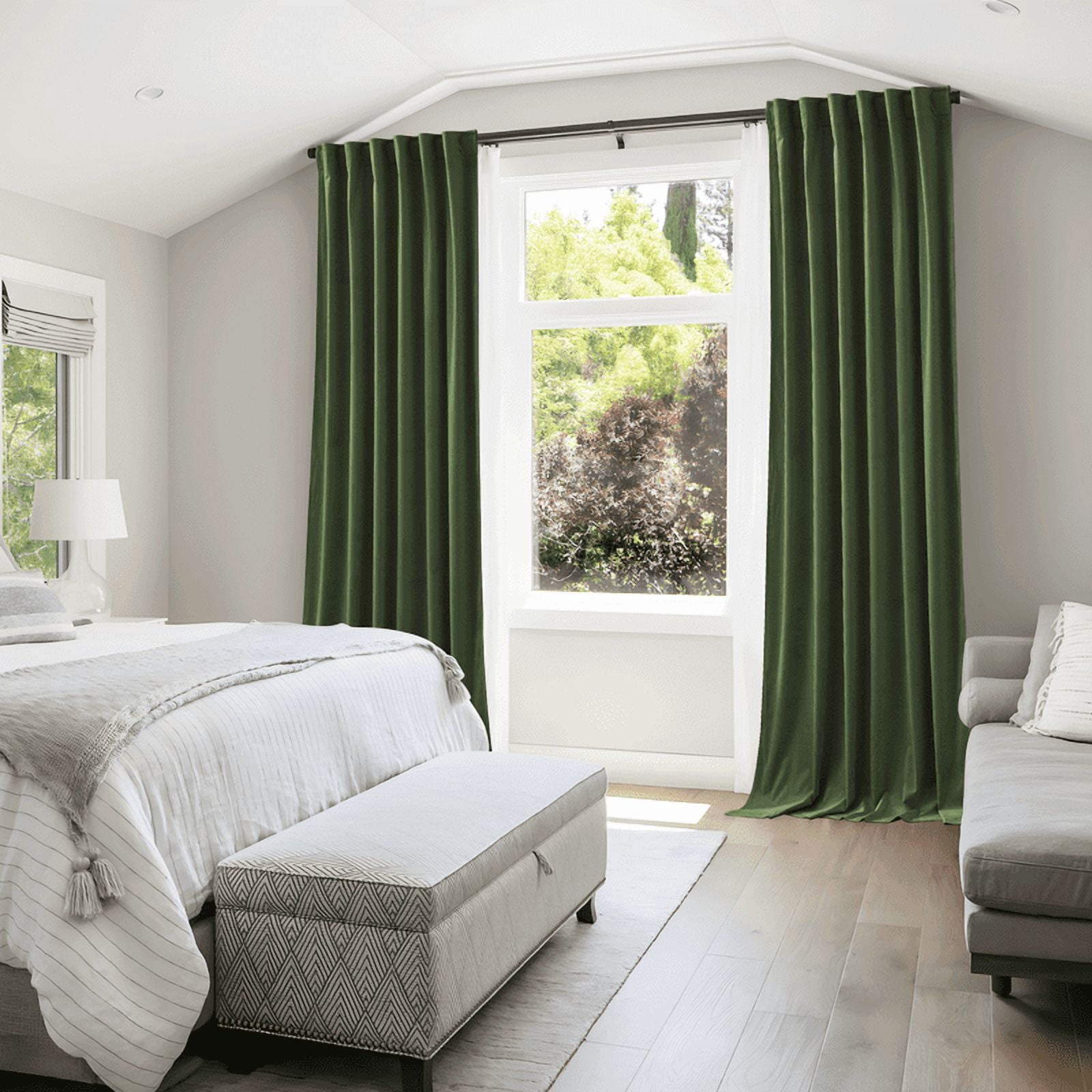 NICETOWN Olive Green Blackout Velvet Curtains for Bedroom, Christmas Sun Light Blocking Velvet Curtains Thermal Insulated Room Darkening Drapes Back Tab Soft Velvet Drapes, 52"x84", 2 Panels