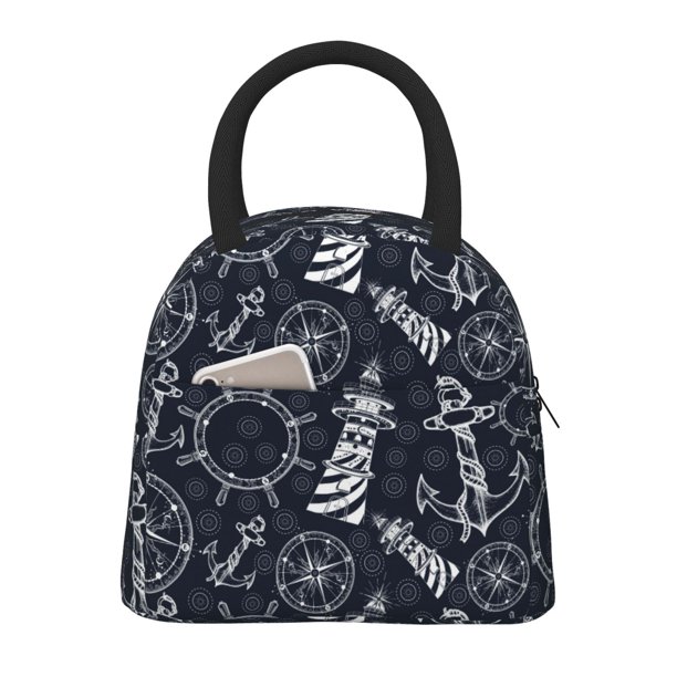 Balery Anchors and Lighthouse Bolsa de Almuerzo para Mujeres, Caja de Almuerzo, Bolsa de Almuerzo Pequeña Impermeable, Tote de Almuerzo Reutilizable con Gran Capacidad