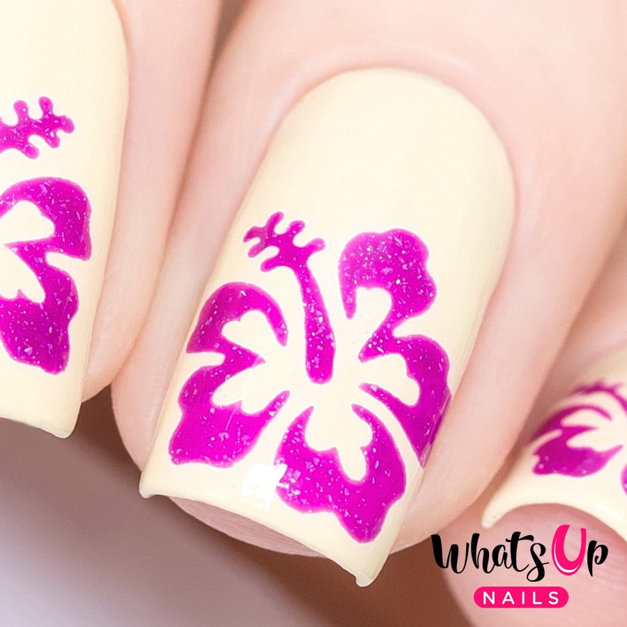 Whats Up Nails - Hibiscus Vinyl Stencils Nail Art Design