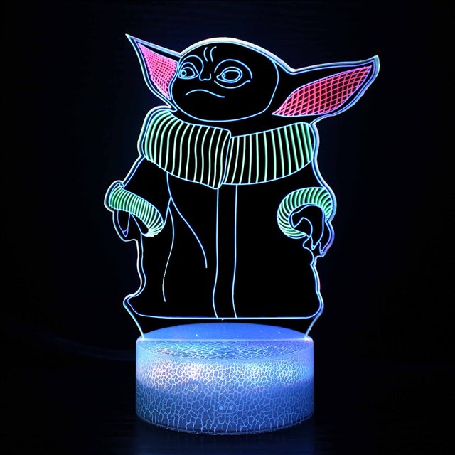 Lámpara 3D Baby Yoda para niños: luz nocturna con 16 colores cambiantes para decoración de habitaciones, control remoto y táctil, juguetes de Starwars para niños y niñas, regalos de cumpleaños y