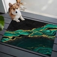 thumbnail image 3 of 2x3 Ft Entryway Area Rug, Green Marble Kitchen Rug Runner Washable Floor Mat, Gold Abstract Vintage Modern Ombre Art Non Slip Indoor Door Mat Throw Carpet for Bathroom Living Room Bedroom, 3 of 8