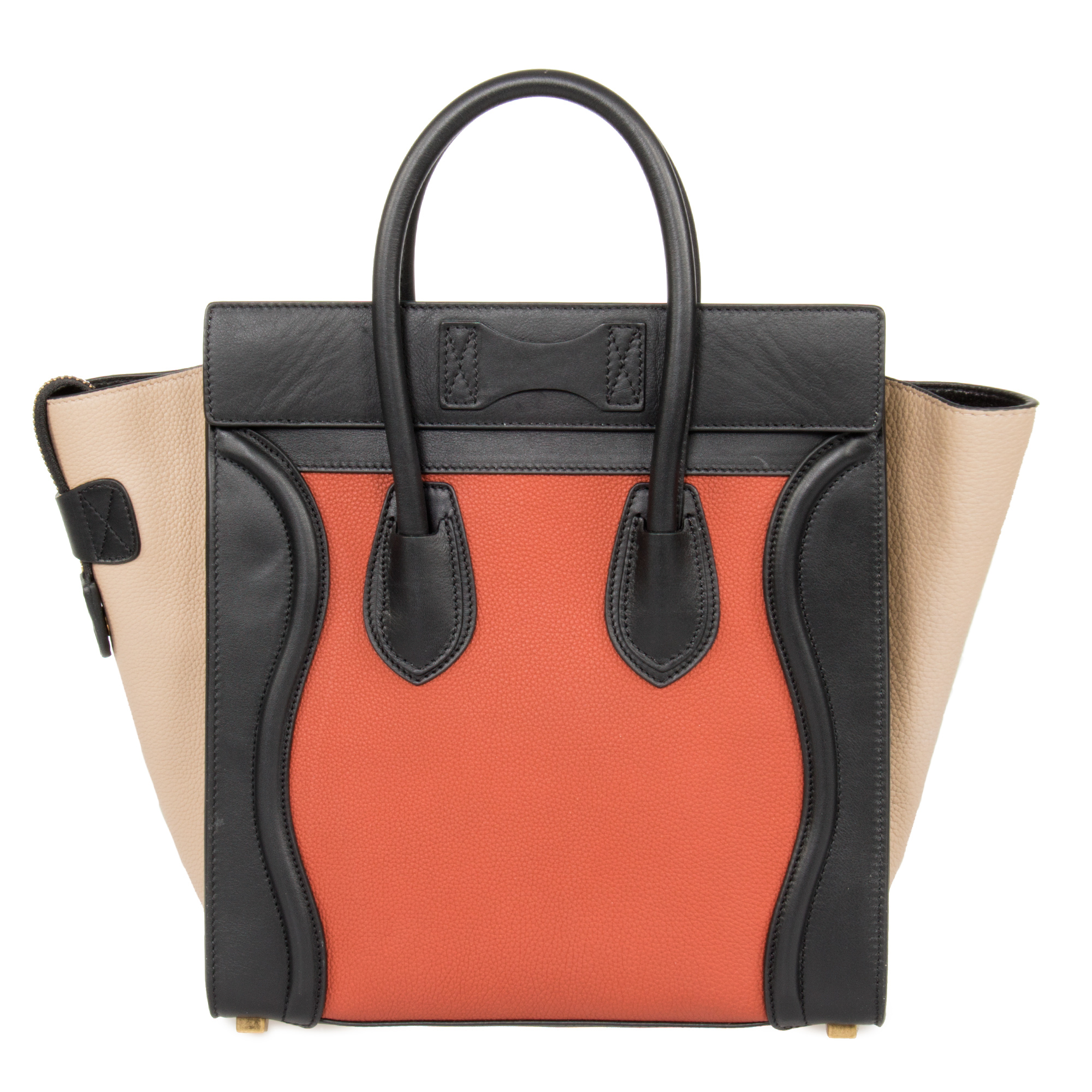 Celine Micro Luggage Leather Bag | Tri-Color Black Tan - Walmart.com