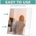 thumbnail image 5 of pbf 5x7 Acrylic Sign Holder | 5 x 7 Vertical Stand Up Slanted Sign Holder | Acrylic Stands for Display | Clear Picture Frame, Menu Table Top Stand, Plastic Flyer Holder (12-Pack), 5 of 6