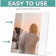 pbf 5x7 Acrylic Sign Holder | 5 x 7 Vertical Stand Up Slanted Sign Holder | Acrylic Stands for Display | Clear Picture Frame, Menu Table Top Stand, Plastic Flyer Holder (12-Pack)
