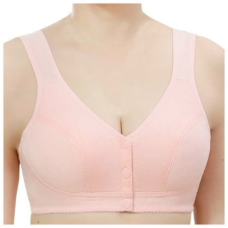Huuilaibazoo Women s Plus Size Daisy Bra Front Closure Easy Close Sports Bras Wireless Push Up Bra Comfort Sleep Bras