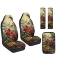 thumbnail image 7 of Xoenoiee Cardinal Butterfly Flower Leaves Print Car Seat Covers Full Set for Women Waterproof Car Seat Belt Cover, Center Console Cover, PU Leather Car Accessories 5 Pack, 7 of 7