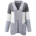 thumbnail image 5 of Sweater Cardigan for Women wycnly Winter Sweater Cardigan for Women Loose Long Sleeve Spring Open Front Outwear Tops Fashion Color Block Knitted Coat Tops with Pocket Jacket Holiday, 5 of 7