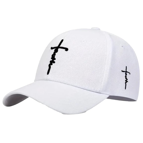 Bibifish Unisex Men Women Black Baseball Cap White Cross Embroidery Detail Baseball Cap Adjustable Strap Casual Daily Outings & Outdoor Street Style Hat