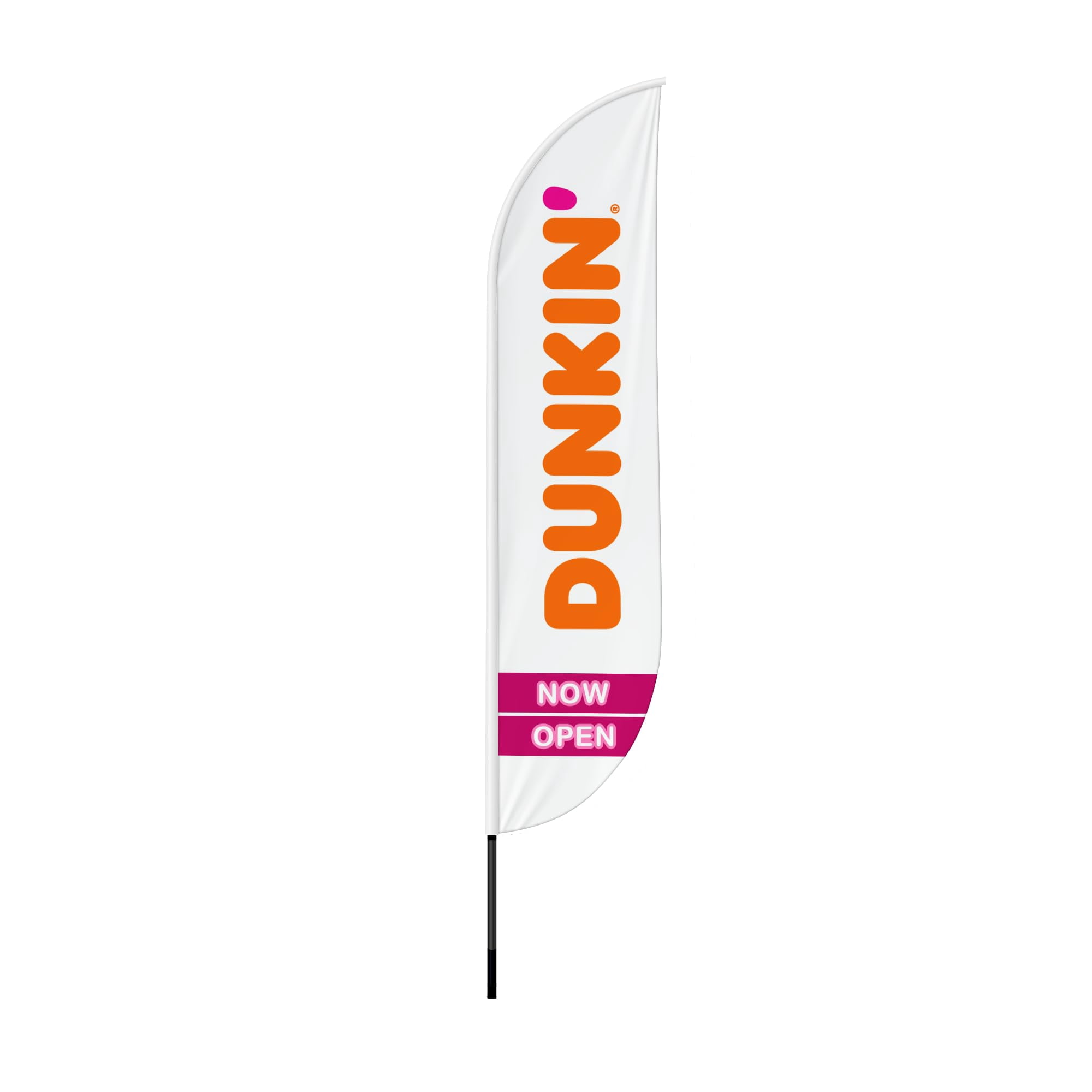 Dunkin Donuts Feather Flag(11.5Feetx2.5Feet) By Dreamcontroller For Business Outside With Optional Add-On Pole(15Feet) and Groundspike | Custom Swooper Flag | Made In Usa