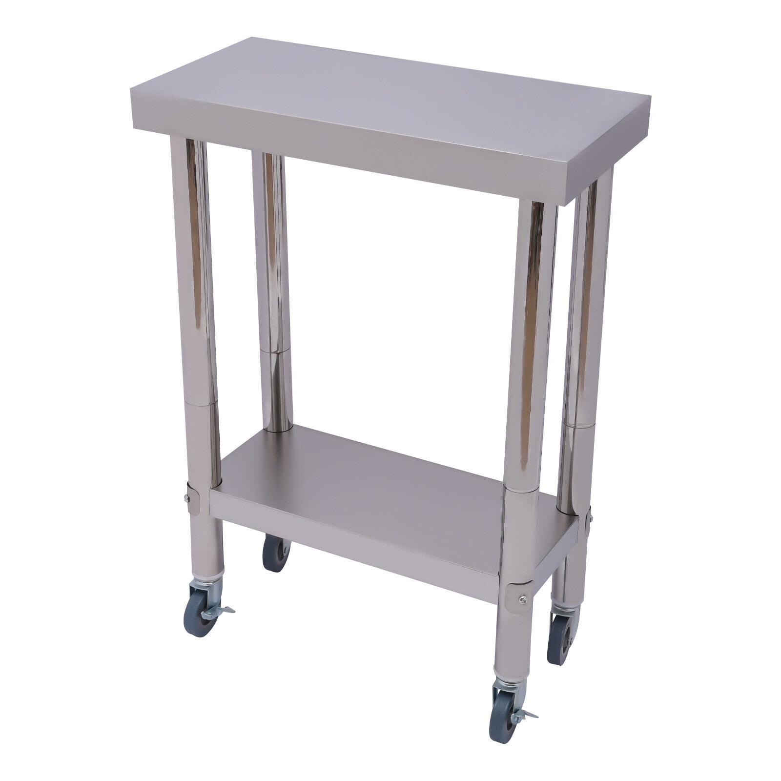 Oukaning Commercial Stainless Steel Kitchen Work Prep Table with Wheels