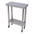 thumbnail image 4 of Commercial Food Prep Table, Stainless Steel Heavy Duty Metal Work Table Workbench with Wheels & Shelves for Restaurant Kitchen Silver 23.62*11.81*33.46in, 4 of 7