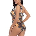 thumbnail image 4 of Salouo Turtles and Sea Plants Pattern One Shoulder Ruffled One Piece Swimsuit for Women V Neck Swimwear Tummy Control Bathing Suit-Medium, 4 of 6